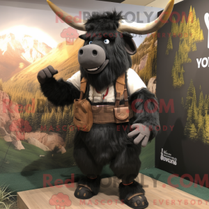 Sort Yak maskot kostume...