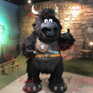 Sort Yak maskot kostume...