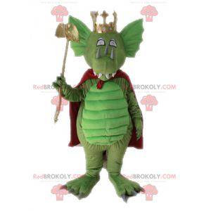 Green dragon mascot with a red cape - Redbrokoly.com