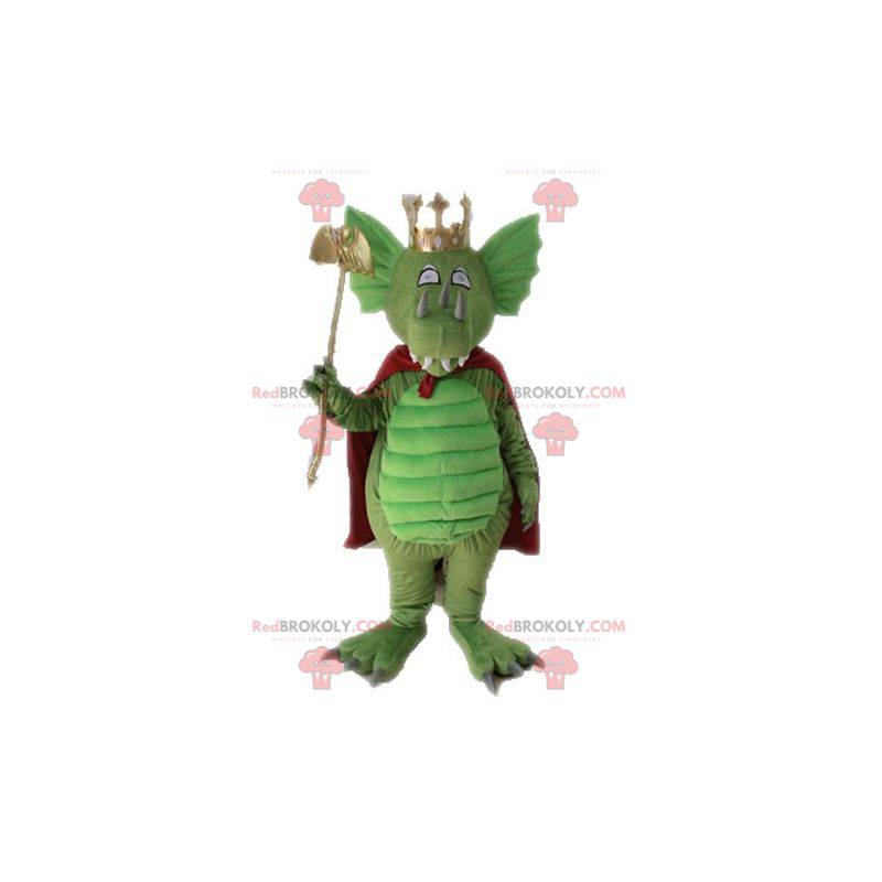 Grünes Drachenmaskottchen mit rotem Umhang - Redbrokoly.com
