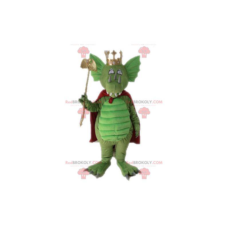 Mascota del dragón verde con una capa roja - Redbrokoly.com