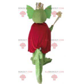 Grønn drage maskot med rød kappe - Redbrokoly.com