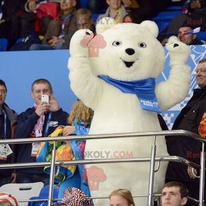 Mascotte dell'orso polare con una sciarpa - Redbrokoly.com