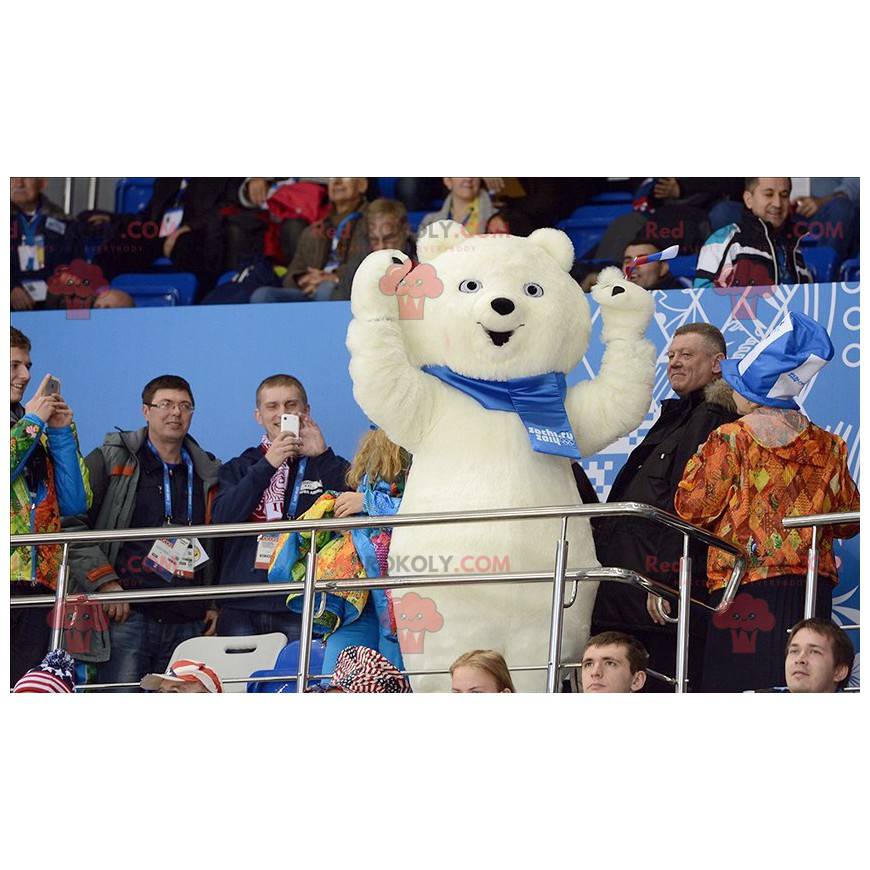 Mascotte dell'orso polare con una sciarpa - Redbrokoly.com