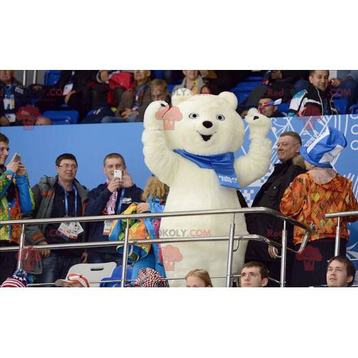 Polar bear mascot with a scarf - Redbrokoly.com