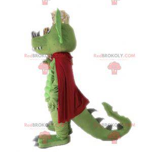 Grünes Drachenmaskottchen mit rotem Umhang - Redbrokoly.com