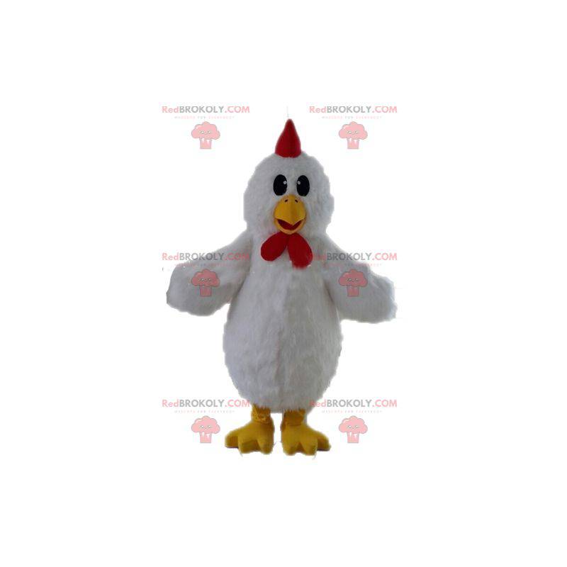 Giant white hen mascot. White rooster mascot - Redbrokoly.com