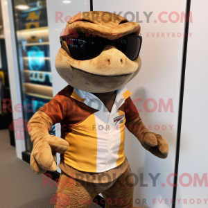 Brun Lizard maskot kostume...