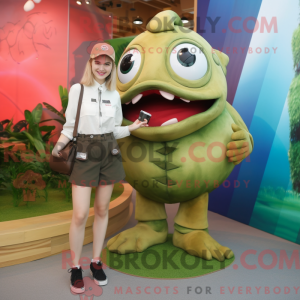 Oliven Piranha maskot...