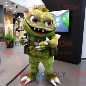 Oliven Piranha maskot...