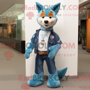 Cyan Dingo-maskotdraktfigur...
