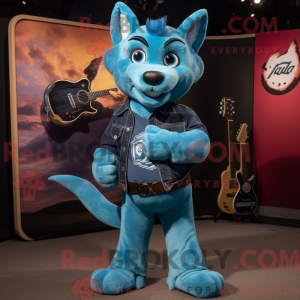 Cyan Dingo mascot costume...