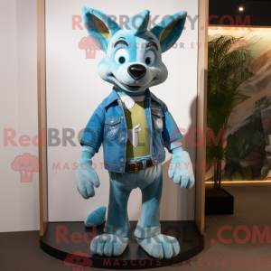 Cyan Dingo-maskotdraktfigur...