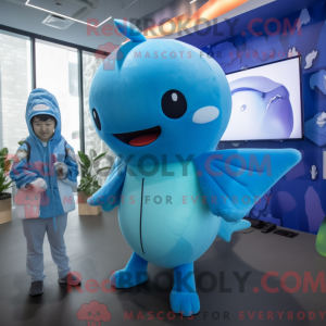 Blue Narwhal mascot costume...