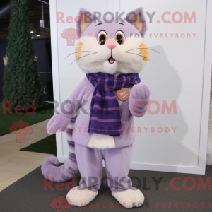 Lavendel Cat maskot drakt...