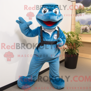 Blå Anaconda maskot kostume...