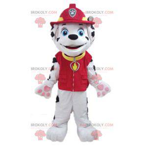 Dalmatian dog mascot dressed in firefighter uniform -