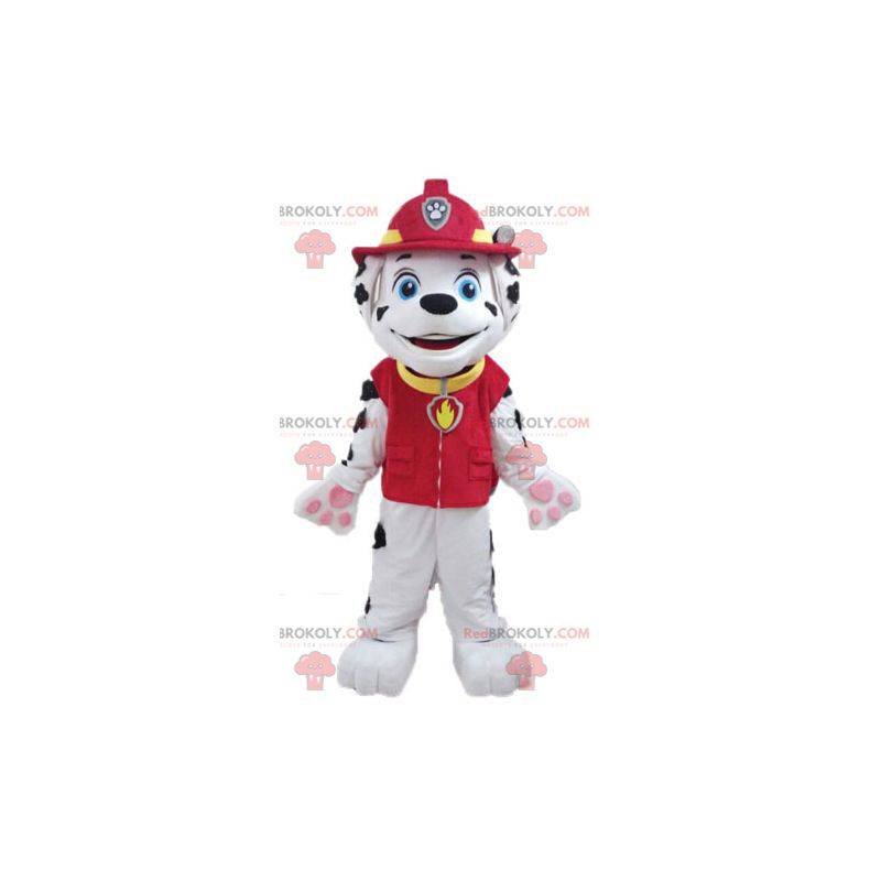 Dalmatinisches Hundemaskottchen in Feuerwehruniform -