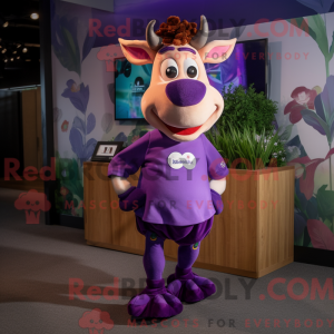 Lilla Jersey Cow maskot...