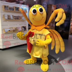 Gele kreeft mascottekostuum...