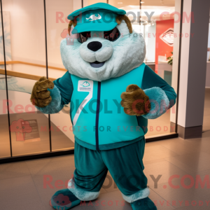 Teal Marmot Maskottchen...
