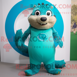 Teal Marmot Maskottchen...