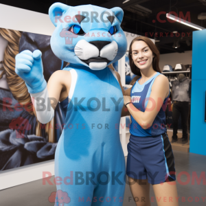 Blå Puma-maskotdraktfigur...