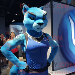 Blå Puma-maskotdraktfigur...