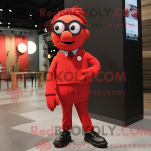 Röda män maskot drakt...