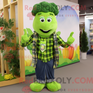 Limegrøn broccoli maskot...