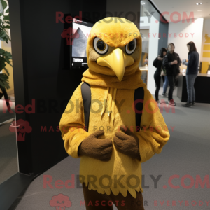 Gold Falcon maskot kostume...