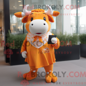 Orange Bull-mascottekostuum...