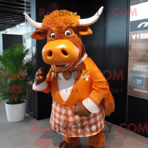 Orange Bull-mascottekostuum...