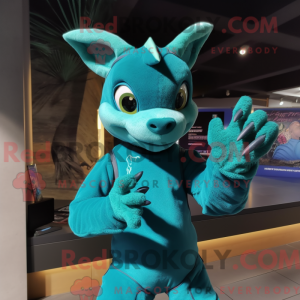 Cyan Chupacabra mascot...