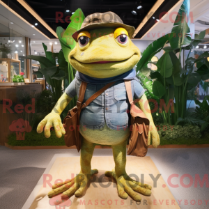 Gold Frog maskot kostume...