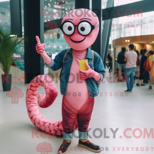 Pink Snake maskot kostume...