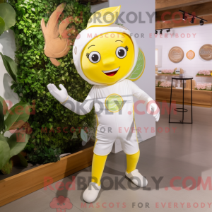 Hvit sitronmaskotkostyme...
