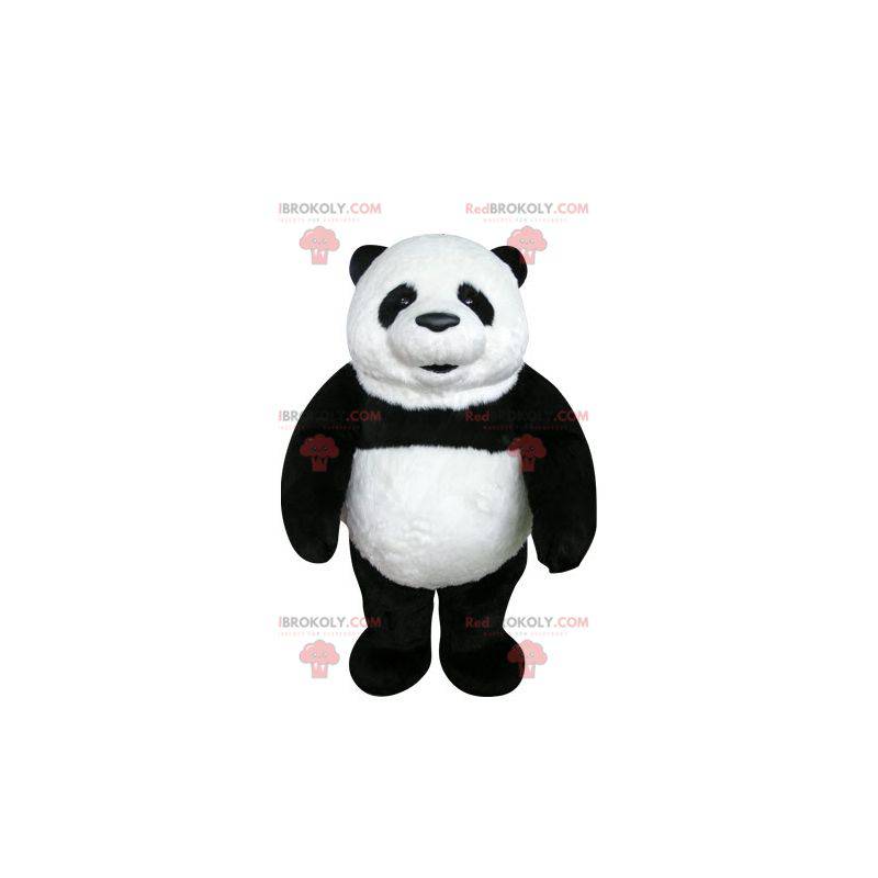 Velmi krásný a realistický černobílý panda maskot -