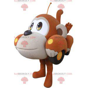 Car mascot shaped like an orange and beige monkey -