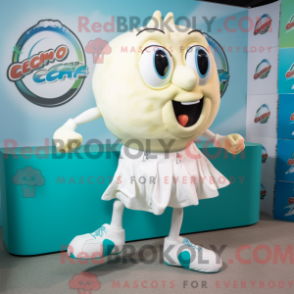 Fantasia de mascote Ceviche bege com short de corrida e abotoaduras - Mascotes de ceviche - REBROKO_216981 - RedBrokoly.com