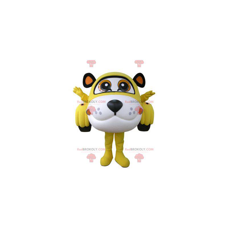 Car mascot shaped like a tiger yellow white and black -