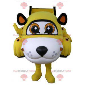 Car mascot shaped like a tiger yellow white and black -