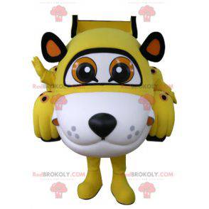 Car mascot shaped like a tiger yellow white and black -