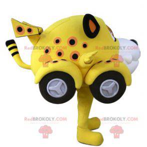 Auto mascotte in de vorm van een tijger geel wit en zwart -