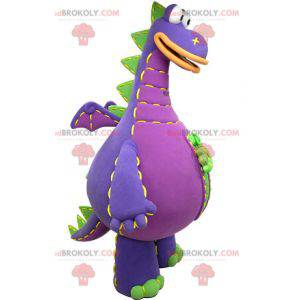 Mascote gigante dragão verde e laranja roxo - Redbrokoly.com