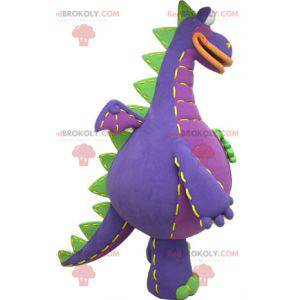 Mascote gigante dragão verde e laranja roxo - Redbrokoly.com