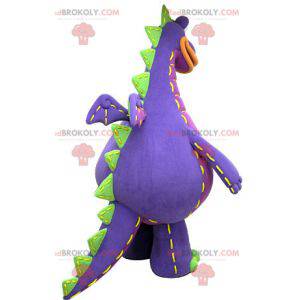 Mascotte de dragon violet vert et orange géant - Redbrokoly.com