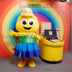 Gul regnbuemaskotdraktfigur...