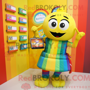 Gul regnbue maskot kostume...