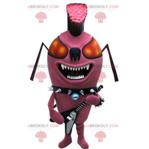 Punk insect pink ant mascot. Rock mascot - Redbrokoly.com